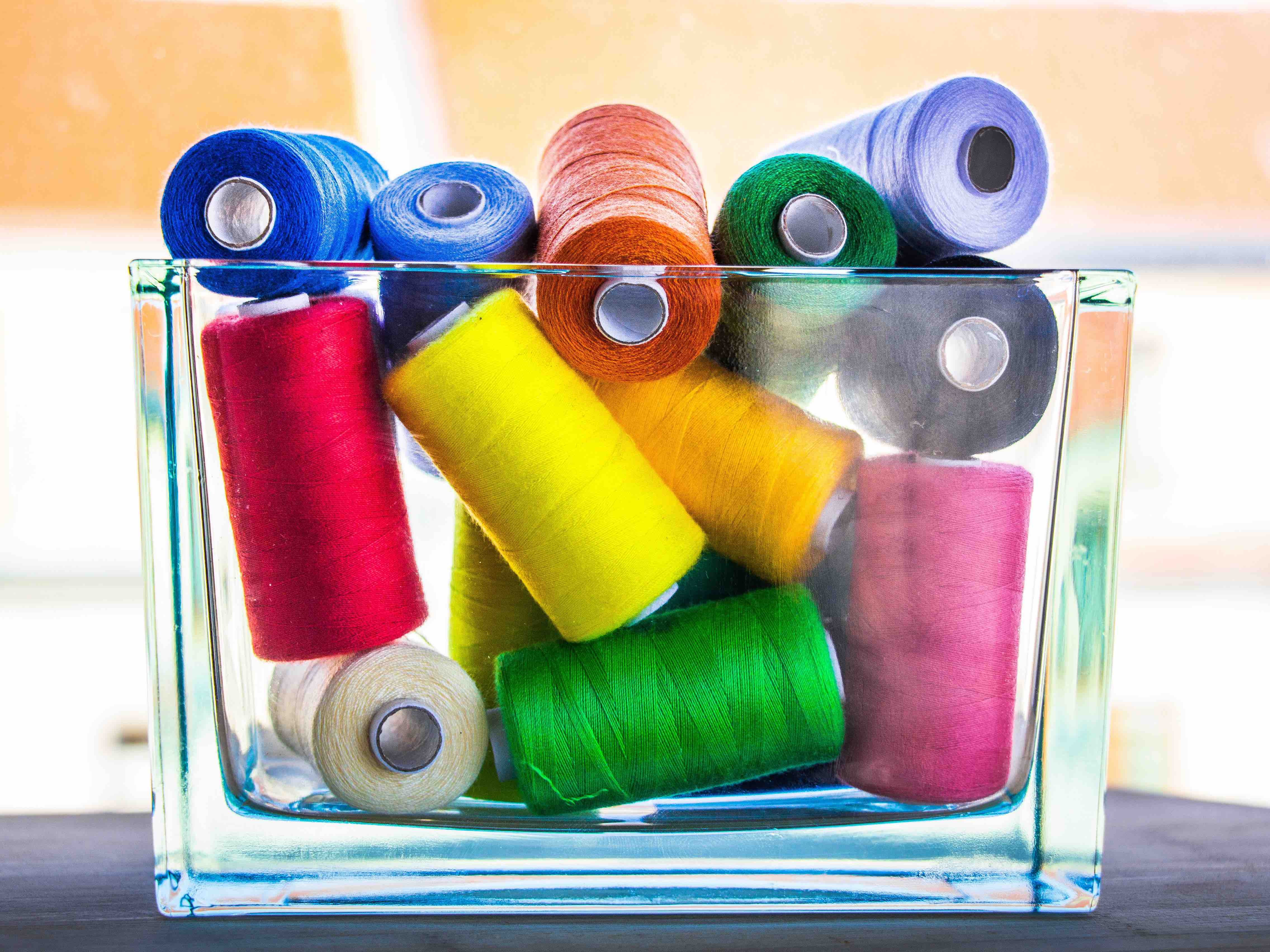 cotton reels in a bowl